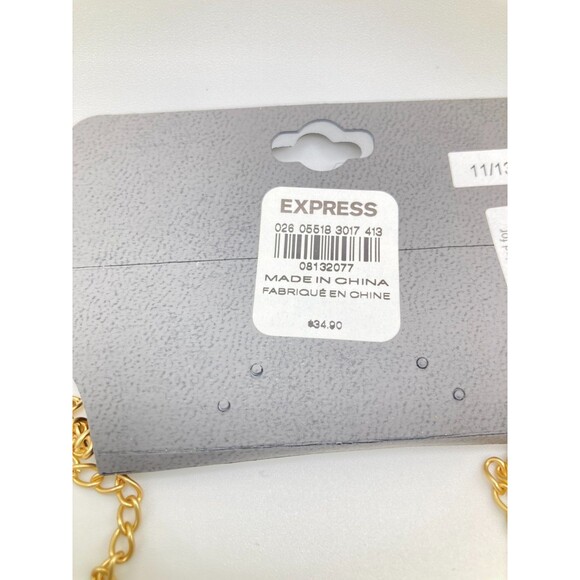 EXPRESS Worn Gold Tone Cloudy Imperfect Translucent Crystal Pendant 16" NEW - Picture 10 of 10